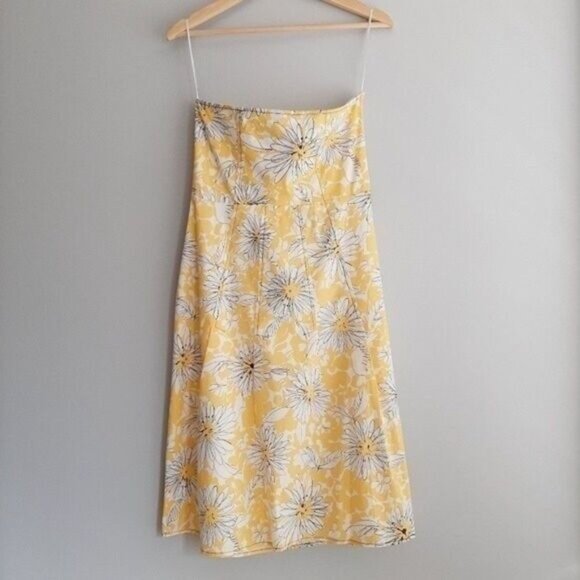 RW&CO Strapless Floral Mini Dress Yellow & White Sz 10 Flawed - Picture 7 of 12